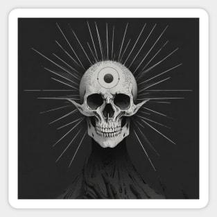 Monotone Illustration of Skull Sticker